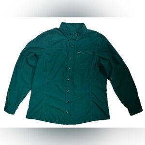 Vintage Womens LL Bean Forest Green Button Down Shirt L Outdoor Hiking Goblin
